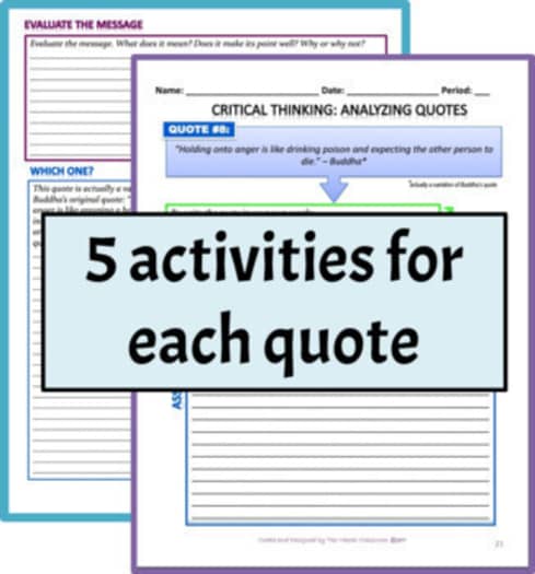 (Critical Thinking) Reading Comprehension Journal: Analyzing Quotes - FREE SAMPLER