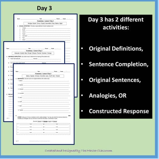 NO PREP Middle School Vocabulary (4 WEEKS) - Unit 1