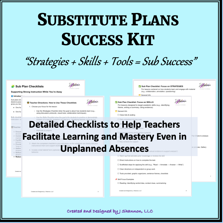 Teacher Tool: Substitute Plans Success Kit