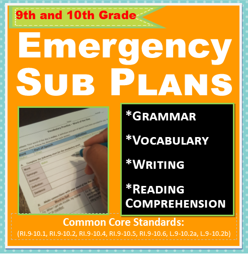 ELA Emergency Sub Plans - 9th and 10th Grade