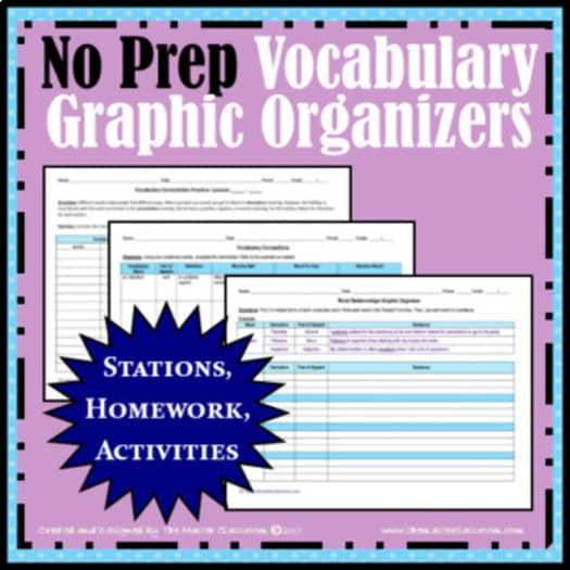 NO PREP Vocabulary Graphic Organizers BUNDLE