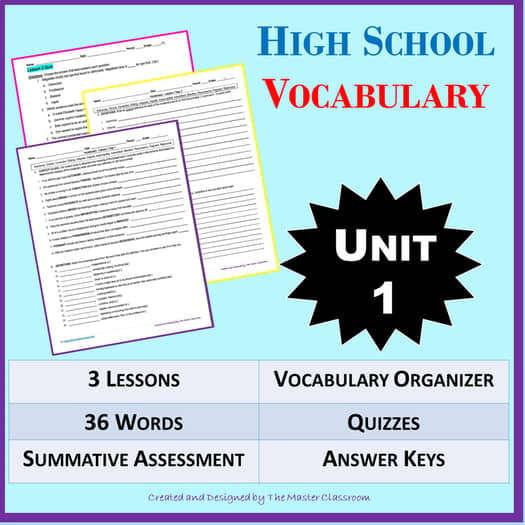 NO PREP High School Vocabulary (4 weeks) - Unit 1