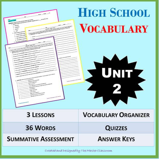 NO PREP High School Vocabulary (4 weeks) - Unit 2