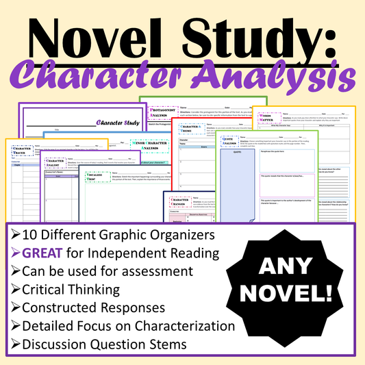 (ANY) Novel Study - Character Analysis