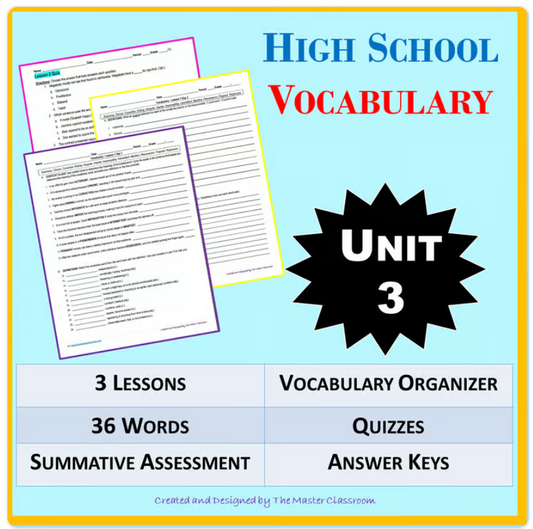 NO PREP High School Vocabulary (4 weeks) - Unit 3