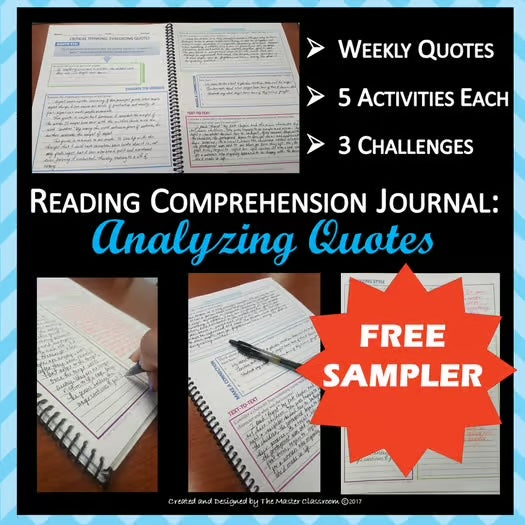 (Critical Thinking) Reading Comprehension Journal: Analyzing Quotes - FREE SAMPLER