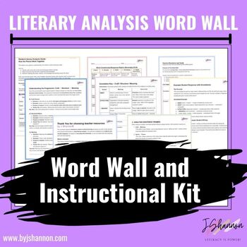 ELA Literary Analysis Word Wall Kit